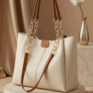 minimalist cream & tan tote bag for effortless everyday style